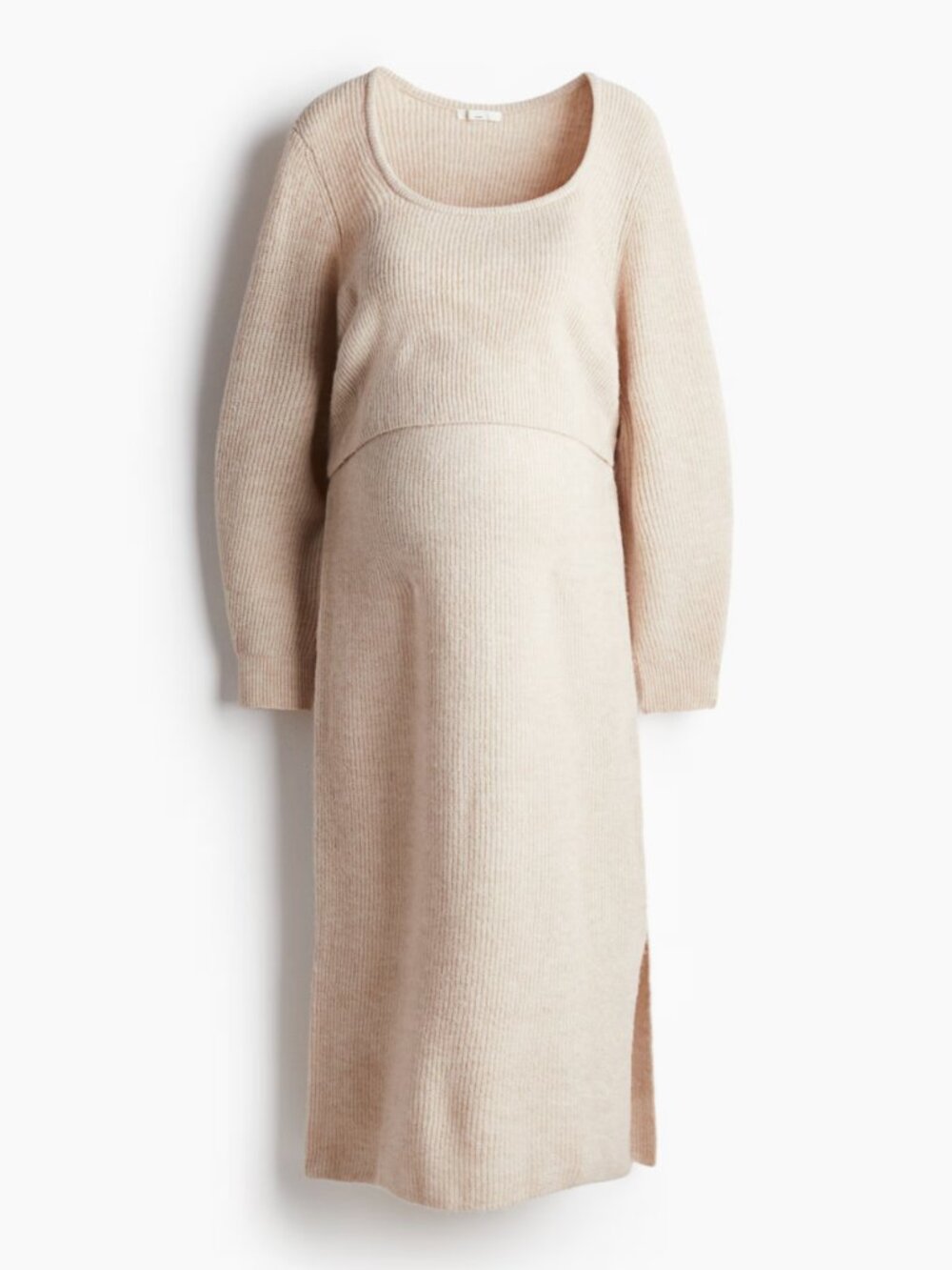 NWOT H&M MAMA 2-Piece Rib-Knit Set Light Beige Size Small
